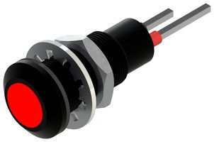 MARL 612-301-22 LED Panel Mount Indicator, Smoked Lens, Red, 24 VDC, 6.35 mm, IP67