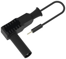 MULTICOMP PRO MP-MALL-RASBL Test Patch Lead, 4mm Right Angle Banana Plug, Shrouded, 0.8mm Plug, 19.7 ", 500 mm, Black, 3 A