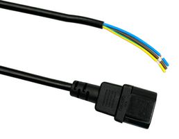 MULTICOMP PRO MP015735 Mains Power Cord, IEC 60320 C14 to Free End, 1 m, Black