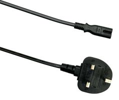 MULTICOMP PRO MP015743 Mains Power Cord, UK Plug to IEC 60320 C7, 1 m, Black