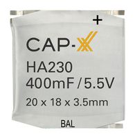 CAP-XX HA230F Supercapacitor, Prismatic Ultra Thin, 0.4 F, 5.5 V, Solder, ± 20%