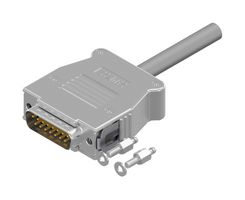 AMPHENOL CONEC 16-512390 Micro D Cable Assembly, SnapLock, D-Sub Plug to Free End, 15 Ways, 5.9 ft, 1.8 m, Grey