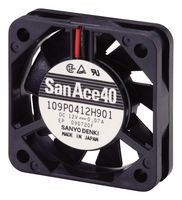 SANYO DENKI 109P0412M901 DC Axial Fan, 12 V, Square, 40 mm, 10 mm, Ball Bearing, 4.2 CFM