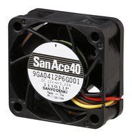 SANYO DENKI 9GA0424P6G001 DC Axial Fan, 24 V, Square, 40 mm, 20 mm, Ball Bearing, 14.8 CFM