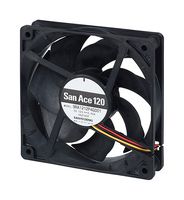 SANYO DENKI 9RA1212A4001 DC Axial Fan, 12 V, Square, 120 mm, 25 mm, Ball Bearing, 101.1 CFM