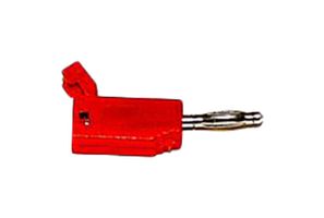 MUELLER ELECTRIC BU-17-2 Banana Test Connector, 2mm Stack, 22AWG, Plug, Cable Mount, 5 A, Nickel Plated Contacts, Red