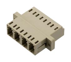 L-COM FOA-570-BGE Fiber Optic Adapter, Beige, w/ Flange, OM1 / OM2 Multimode, LC x 4, LC x 4, Straight Adapter
