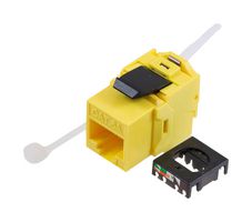 L-COM RJSBTLC6A-YEL Modular Connector, Tool-less IDC Keystone, RJ45 Jack, 1 x 1 (Port), 8P8C, Cat6a, Panel Mount