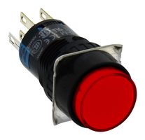 IDEC AL6M-A23-R Industrial Pushbutton Switch, A6 Series, 16.2 mm, DPDT, Maintained, Round, Red