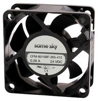 SAME SKY CFM-6025BF-265-408 DC Axial Fan, 24 V, Square, 60 mm, 25 mm, Ball Bearing, 31.13 CFM