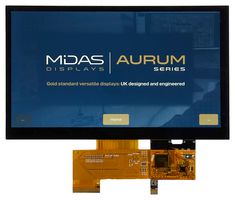 MIDAS DISPLAYS MVT-R070000C TFT LCD, 3.3 V, 7 ", 800 x 480 Pixels, Landscape, RGB, 0.99V