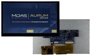 MIDAS DISPLAYS MVT-E070000C TFT LCD, 5 to 12 V, 7 ", 800 x 480 Pixels, Landscape, RGB, 3.3V