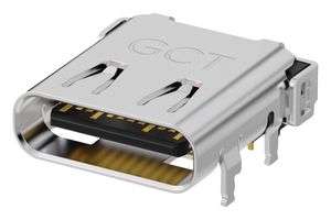 GCT USB4900-00-A USB Connector, USB Type C, USB 3.2 Gen 2, Receptacle, 24 Ways, Surface Mount, Through Hole Mount