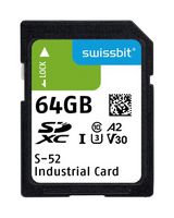 SWISSBIT SFSD064GL1AM1TB-I-CE-2A1-STD Flash Memory Card, 3D TLC, SDXC Card, 64 GB