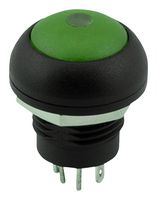 SAME SKY PB4L-M-GRGR-D-67 Industrial Pushbutton Switch, PB4L Series, 12 mm, SPST-NO-DM, Off-(On), Round Domed, Green