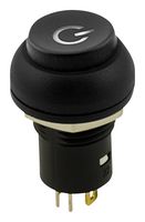 SAME SKY PB5L-M-BKGR-P-R-67 Industrial Pushbutton Switch, Power Emblem, PB5L Series, 12 mm, SPST-NO-DM, Off-(On), Round Raised