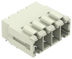 WAGO 831-3624 Terminal Block, PA66, Light Grey, 1 Row, Header, 7.62 mm, 4 Ways, 41 A, 1 kV