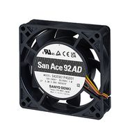 SANYO DENKI 9AD0901L4H001 AC Axial Fan, 100V to 240V, Square, 92 mm, 25 mm, Precision Ball Bearing, 22.6 CFM