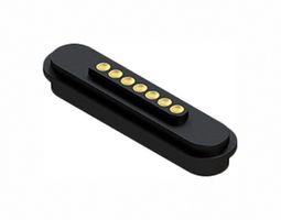 EDAC MPF-VA0-107-2P05-A00 Magnetic Connector, POGO Rectangular, 7 Contacts, Receptacle, Vertical, 2.2 mm, 3 A, Black
