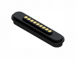 EDAC MPF-VA0-109-2P07-A00 Magnetic Connector, POGO Rectangular, 9 Contacts, Receptacle, Vertical, 2.2 mm, 3 A, Black