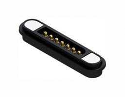 EDAC MPM-VA0-107-2R05-A00 Magnetic Connector, POGO Rectangular, 7 Contacts, Plug, Vertical, 2.2 mm, 3 A, Black