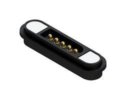 EDAC MPM-VA0-105-2R03-A00 Magnetic Connector, POGO Rectangular, 5 Contacts, Plug, Vertical, 2.2 mm, 3 A, Black