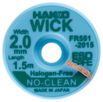 HAKKO HFR551-2015-E Solder Wick, 2mm Width, 1.5m Length, Flux Coat Copper