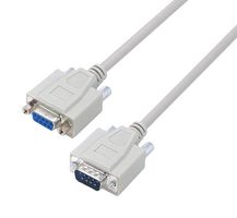 L-COM CSMN9MF-25 Computer Cable, D Sub 9 Position Plug, D Sub 9 Position Receptacle, 25 ft, 7.6 m, Light Grey
