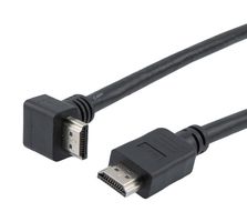 L-COM HD21PRAU-MM-BLK-05M Audio / Video Cable Assembly, PVC, 2.1, 90° HDMI Plug, HDMI Plug, 19.7 ", 500 mm, Black