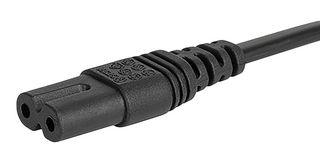 SCHURTER 6013.0474 Mains Power Cord, CEE 7/16 Plug to IEC 320 C7, 2 m, 2.5 A, 250 VAC, Black