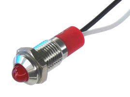 OSHINO LAMPS PL08SL116 LED Panel Mount Indicator, 625nm, 140 deg, Red, 240 V, 8 mm, 20 mA, 1 cd, IP67