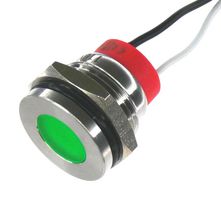 OSHINO LAMPS PL16SL022 LED Panel Mount Indicator, 520nm, 110 deg, Green, 12 V, 16 mm, 20 mA, 1.5 cd, IP67
