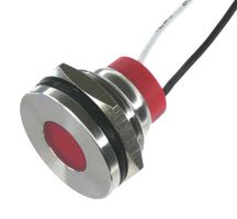 OSHINO LAMPS PL19SL012 LED Panel Mount Indicator, 625nm, 110 deg, Red, 12 V, 19 mm, 20 mA, 860 mcd, IP67