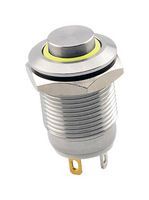 SAME SKY PBM3-M-YL2-R-SS-67 Vandal Resistant Switch, 2V LED, PBM3 Series, 12 mm, SPST-NO-DM, Off-(On), Round Raised, Natural