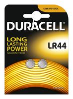 DURACELL LR44 PK2 D/CELL Battery, 1.5 V, LR44, Alkaline, 105 mAh, Pressure Contact, 2