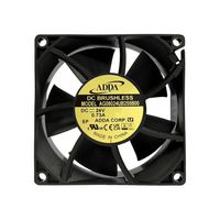 ADDA AG08024UB255B00(00CUNS) DC Axial Fan, 24 V, Square, 80 mm, 25 mm, Ball Bearing, 94.194 CFM