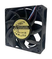 ADDA AS12012HB387BY0 DC Axial Fan, 12 V, Square, 120 mm, 38 mm, Ball Bearing, 210.29 CFM