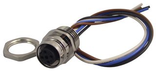HIRSCHMANN EF12M4FIX AU Circular Connector, Standard Circular Connector, E Series M12, Panel Mount Receptacle, 4 Contacts