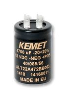 KEMET ALT22A472AB040 Electrolytic Capacitor, Long Life, 4700 µF, 40 V, ± 20%, Solder Lug, 12000 hours @ 85°C