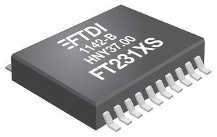 FTDI FT231XS-R USB Interface, USB-UART Converter, USB 2.0, 2.97 V, 5.5 V, SSOP, 20 Pins