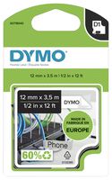 DYMO S0718040 D1 Flexible High-Performance Label Tape 12mm x 3.5m Black on White