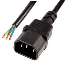 PRO ELEC PE01054 IEC C14 Plug to Bare Ends Power Lead, 2m Black