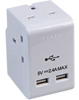 PRO ELEC PEL01267 ADAPTOR 3 WAY FUSED WITH TWIN USB