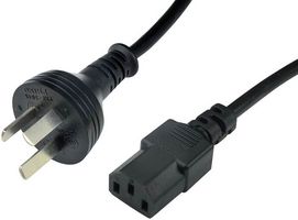 VOLEX 2137H Mains Power Cord, Mains Plug, China to IEC 60320 C13, 2.5 m, 10 A, 250 VAC, Black
