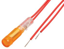CAMDENBOSS IND515205-240-T/AMB Neon Indicator, 240 V, Wire Leaded, Amber, 6.4 mm, Round with Flat Top, 800 µA