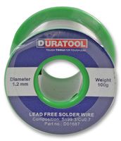 DURATOOL D01687 Lead Free Solder Wire, 1.2mm, 100g