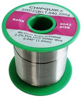 CHIP QUIK SMD3SWLT.040 200G Solder Wire, No Clean, Lead Free, 138 °C Melting Temperature, 42, 58 Sn, Bi Alloy, 200g