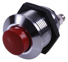 BULGIN LIMITED MP0012/RD - 422228 Industrial Pushbutton Switch, 19.2 mm, SPST-NO, Momentary, Round Raised, Red
