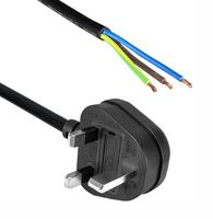 QUALTEK ELECTRONICS 369004-E01 POWER CORD, BS 1363A PLUG-FREE END, 2.5M