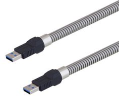 L-COM U3A00001-05M USB CABLE, 3.0 A PLUG, 0.5M, METALLIC